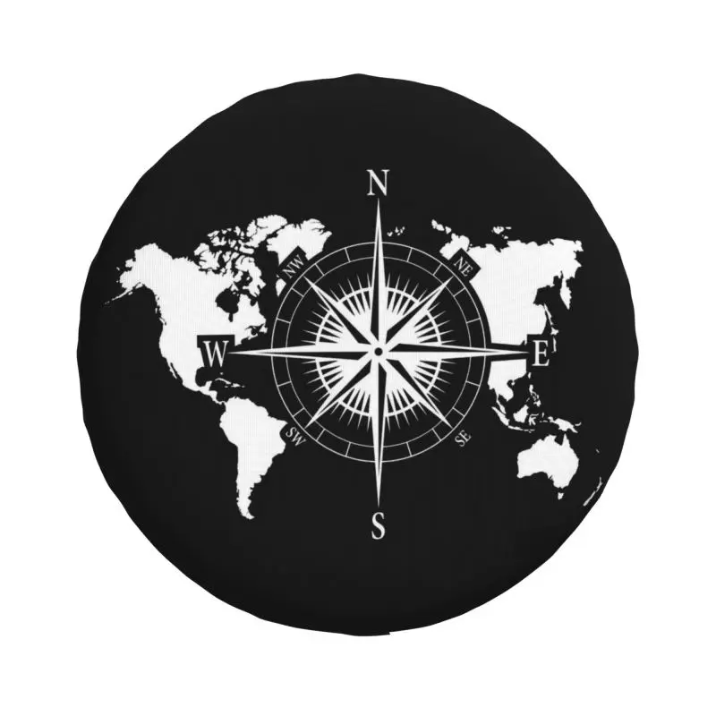 World Map Compass Spare Wheel Tire Cover for Toyota Suzuki Camper Adventure Jeep RV Trailer Vehicle Accessories 14