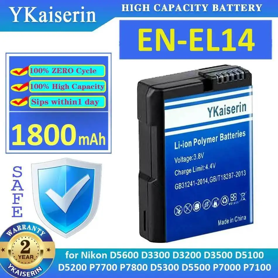

Аккумулятор для камеры EN-EL14 1800 мАч для Nikon D5600 D3300 D3200 D3500 D5100 D5200 P7700 P7800 D5300 D5500 P7000 P7100