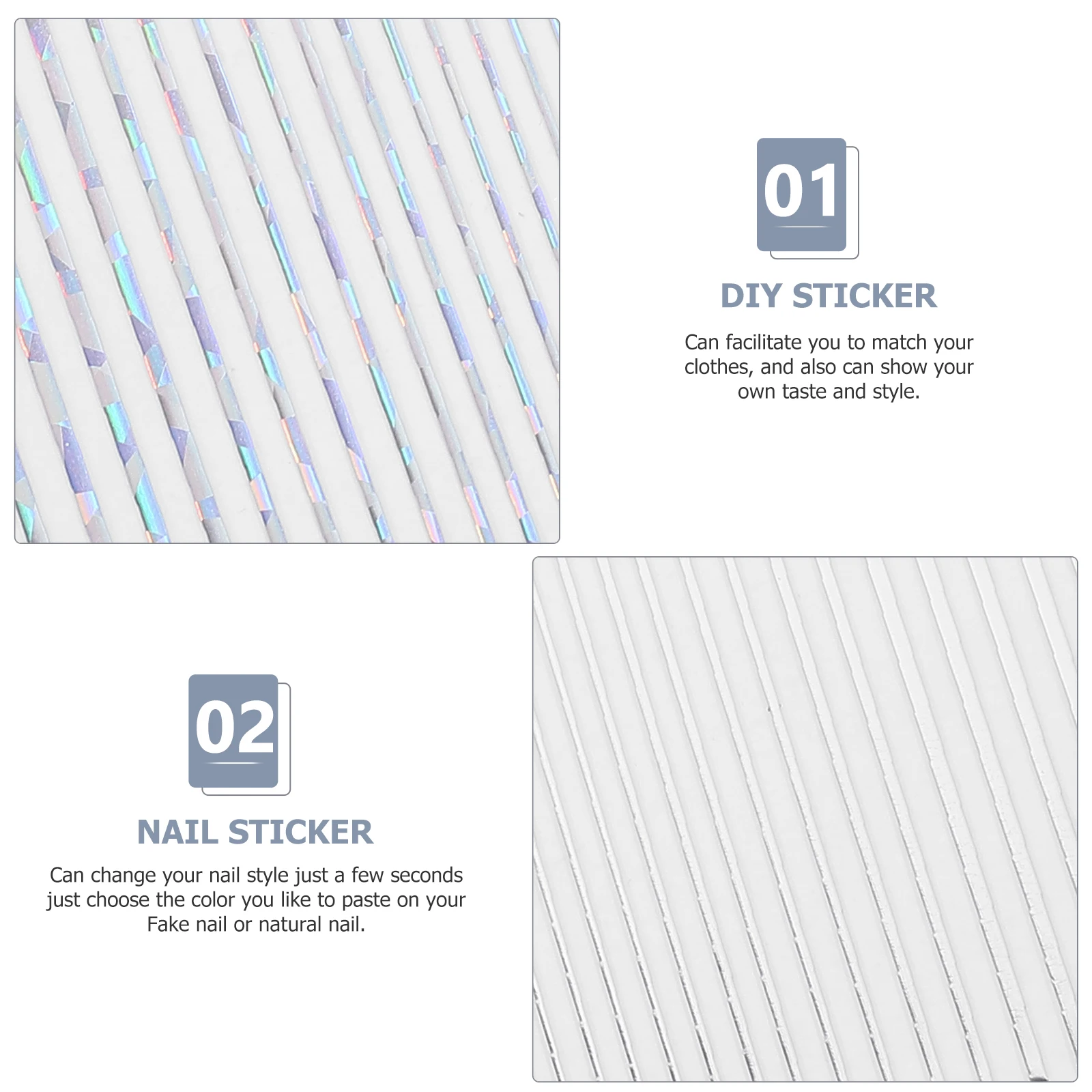

8Pcs Geometric Line Nail Stickers Diy Creative Manicure Decals Blue Black Adorn