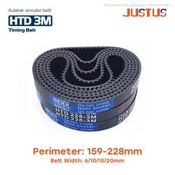 HTD 3M Synchronous Timing belt length 159/165/168/171/177/180/183/189/192/198/201/207/210/213/219/222/225/228mm for width 6-20mm