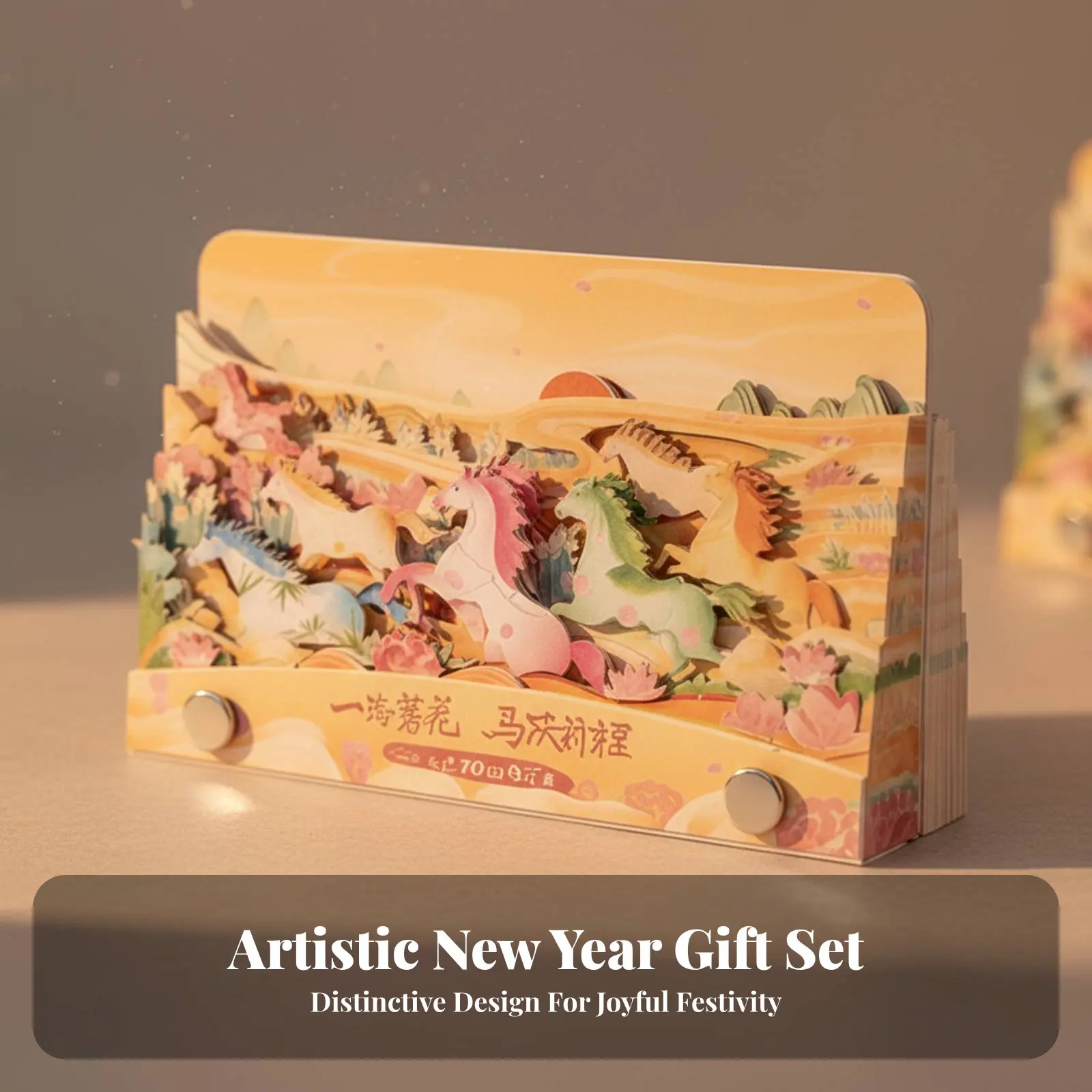 

2026 Horse Year Calendar, Three-Dimensional Paper Sculpture Desk Calendar, Tearable, Chinese Design, New Year Gift Box