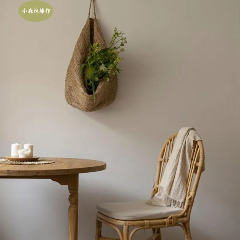 Small forest, medieval rattan dining chair, homestay home niche designer retro dining table and chairs are comfortable