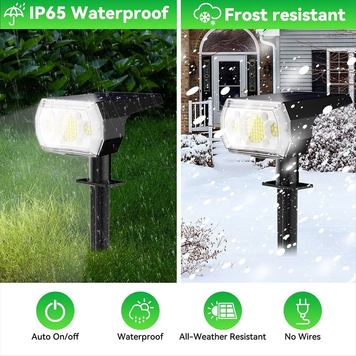 Punctual- Solar Spot Lights Waterproof 2-in-1 Solar Powered Landscape Spotlights for Outside Yard Garden Tree Lawn Pathway A