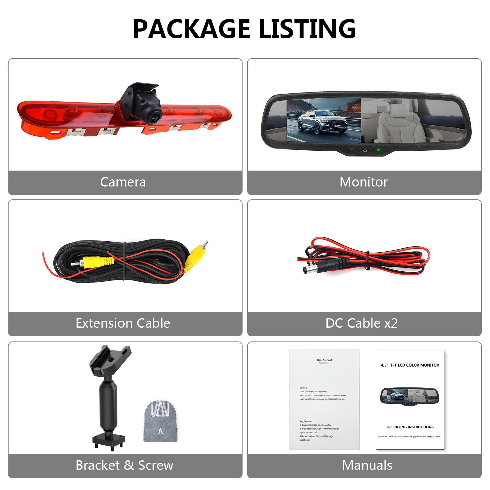 

Brake Light Reversing Camera Monitor Kit for Peugeot Expert,Citroen Jumpy,Toyota ProAce,Vauxhall Vivaro Rear View Reverse Camera
