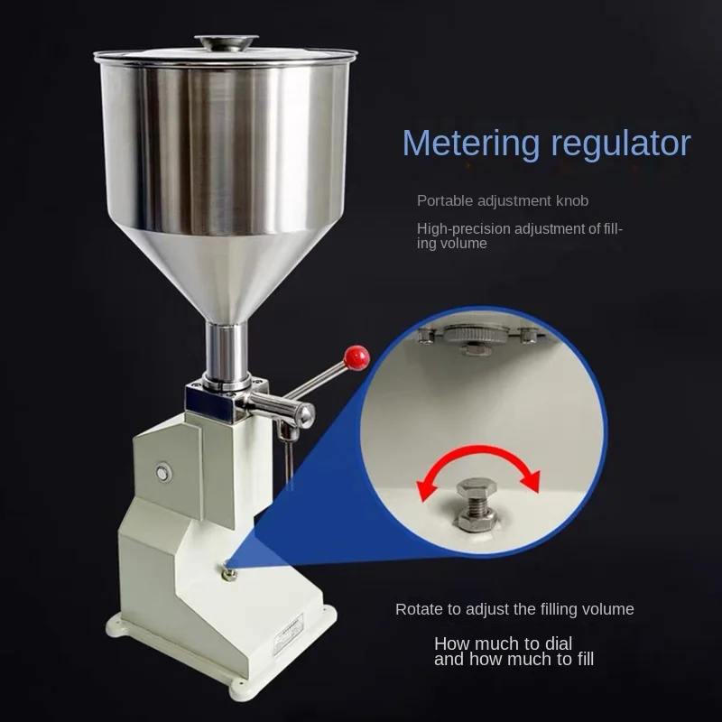 5-50ml Hand Operated Paste Liquid Filling Machine, Stainless Steel Bottle Filler for Food Sauce Essential Oil Packing