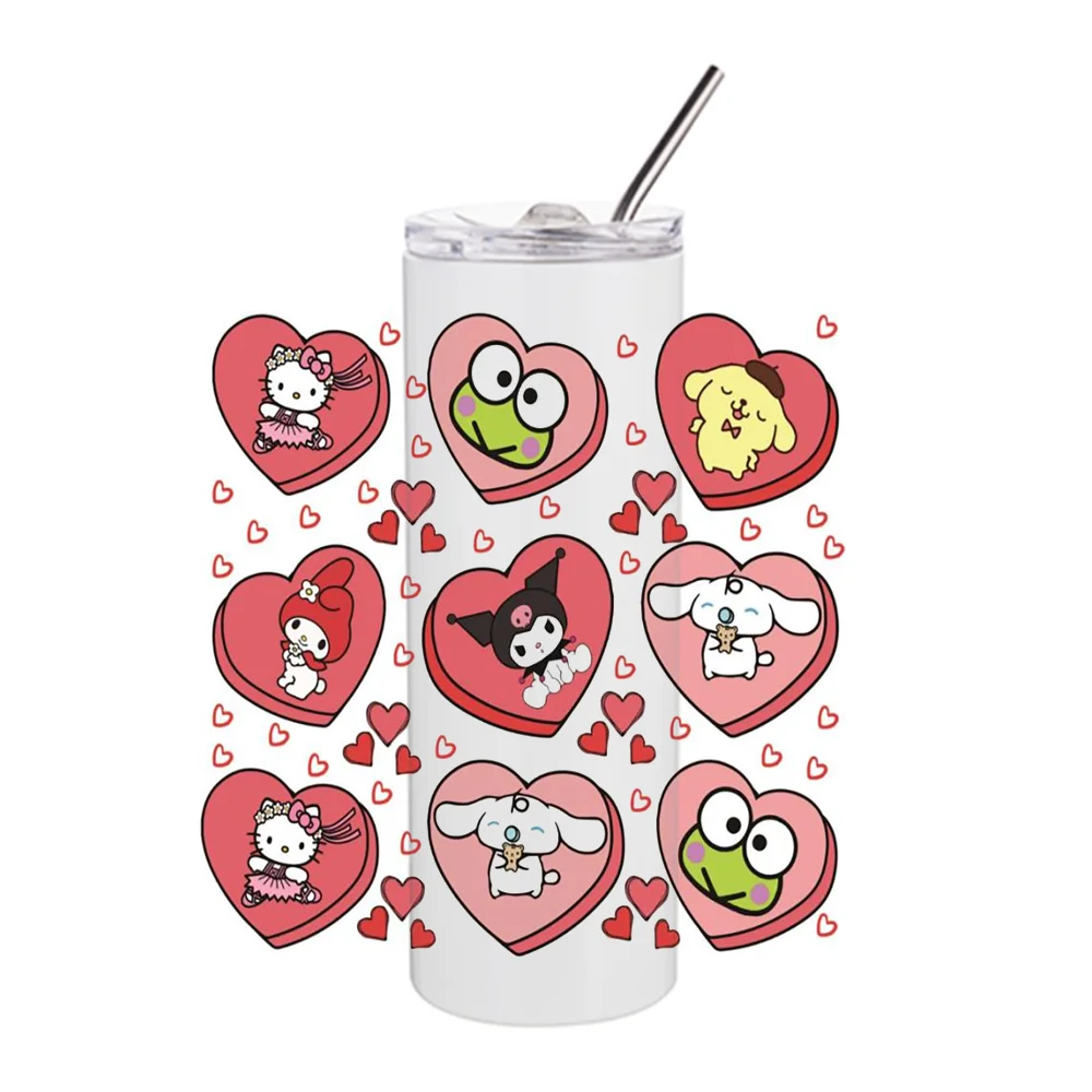 Miniso 3D Cartoon Design UV DTF Cup Wrap for 20oz Tumblers Hello Kitty Decal Transfers Stickers DIY Washable Mug Decal Sticker