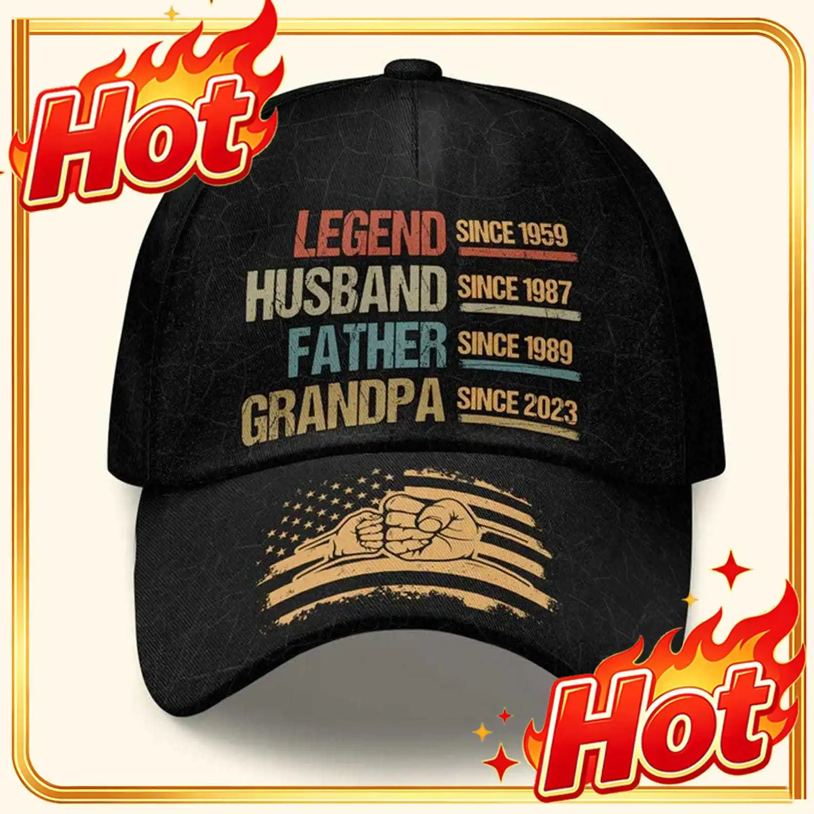 Custom Personalized Legend Husband Father Grandpa Cap, Custom Year Dad Hat, Gift For Grandpa Father's Day Gift For Dad