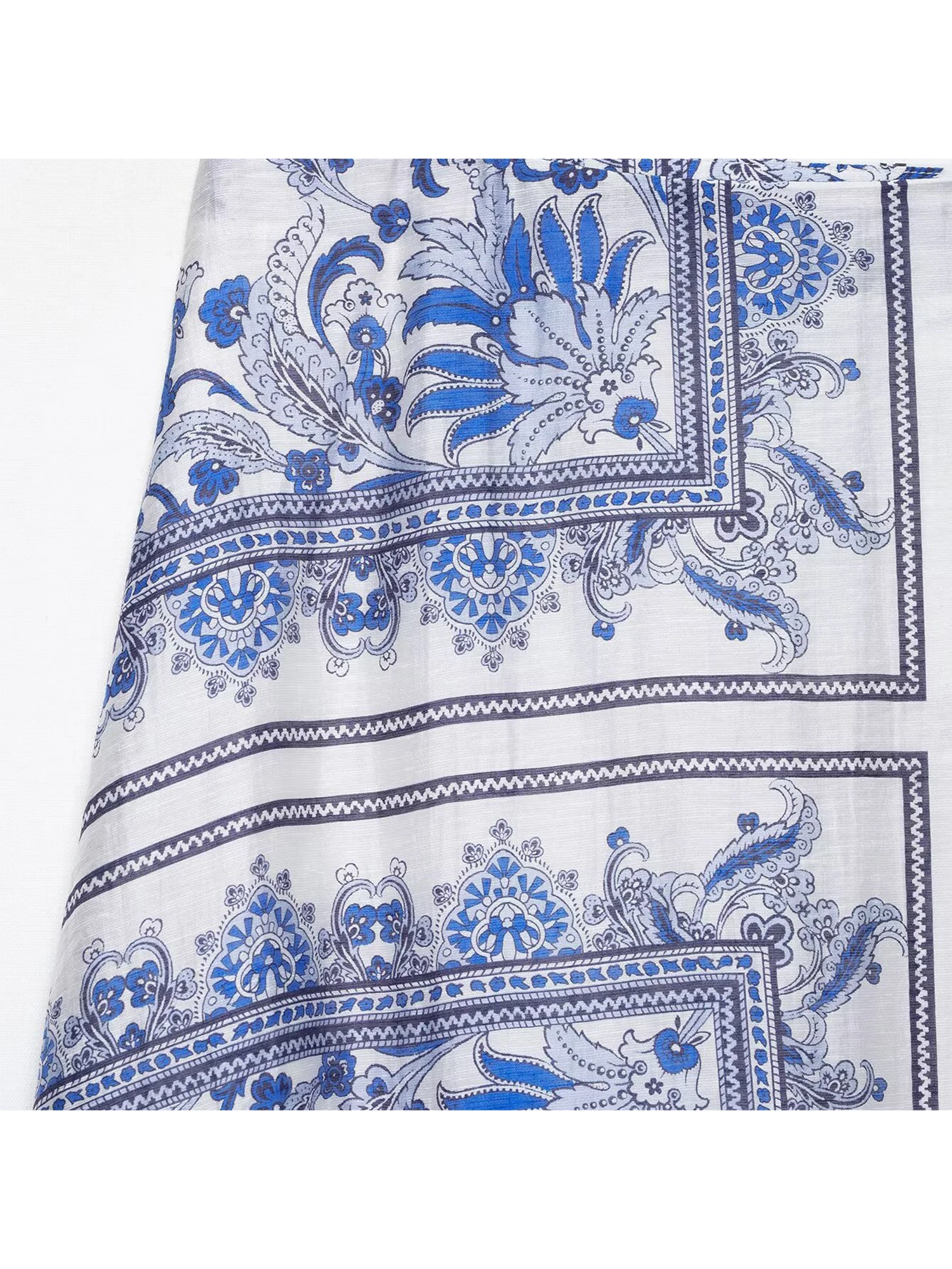 Women's Blue Flower Print Mid Long Skirt Vintage 90s Aesthetic High Waist Skirt Harajuku Y2k A-line Skirts 2000s Clothes Summer