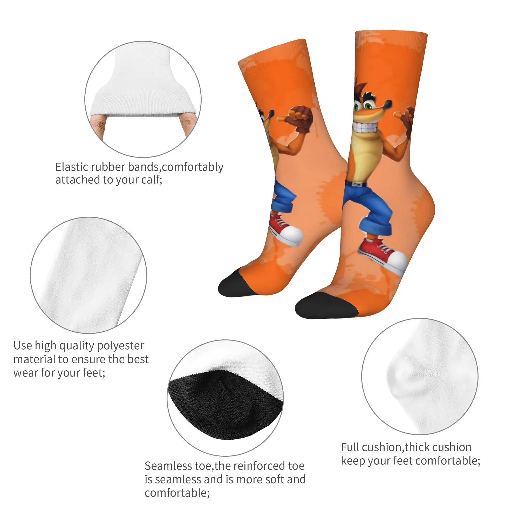 Fashion Male Men Socks Casual Crashed Game Bandicoots  Sock Polyester  High Quality Women Socks Spring Summer Autumn Winter