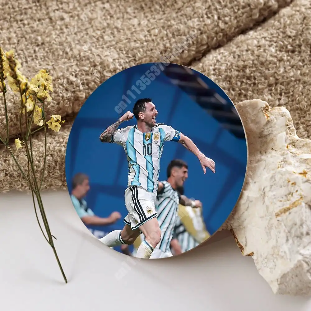 Argentina Futbol GOAT M-Messi-S Wooden Cup Mat Cappuccino Vodka Juice Water Coaster for Flower Shop
