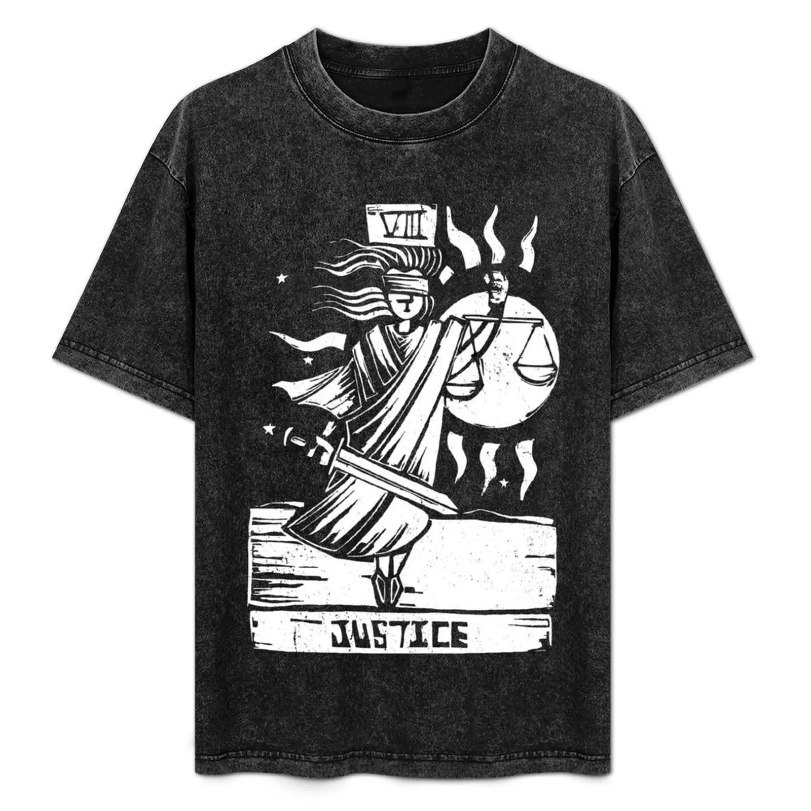 Justice - Tarot Cards - Major Arcana T-Shirt Simple Casual Short Sleeve Tee
