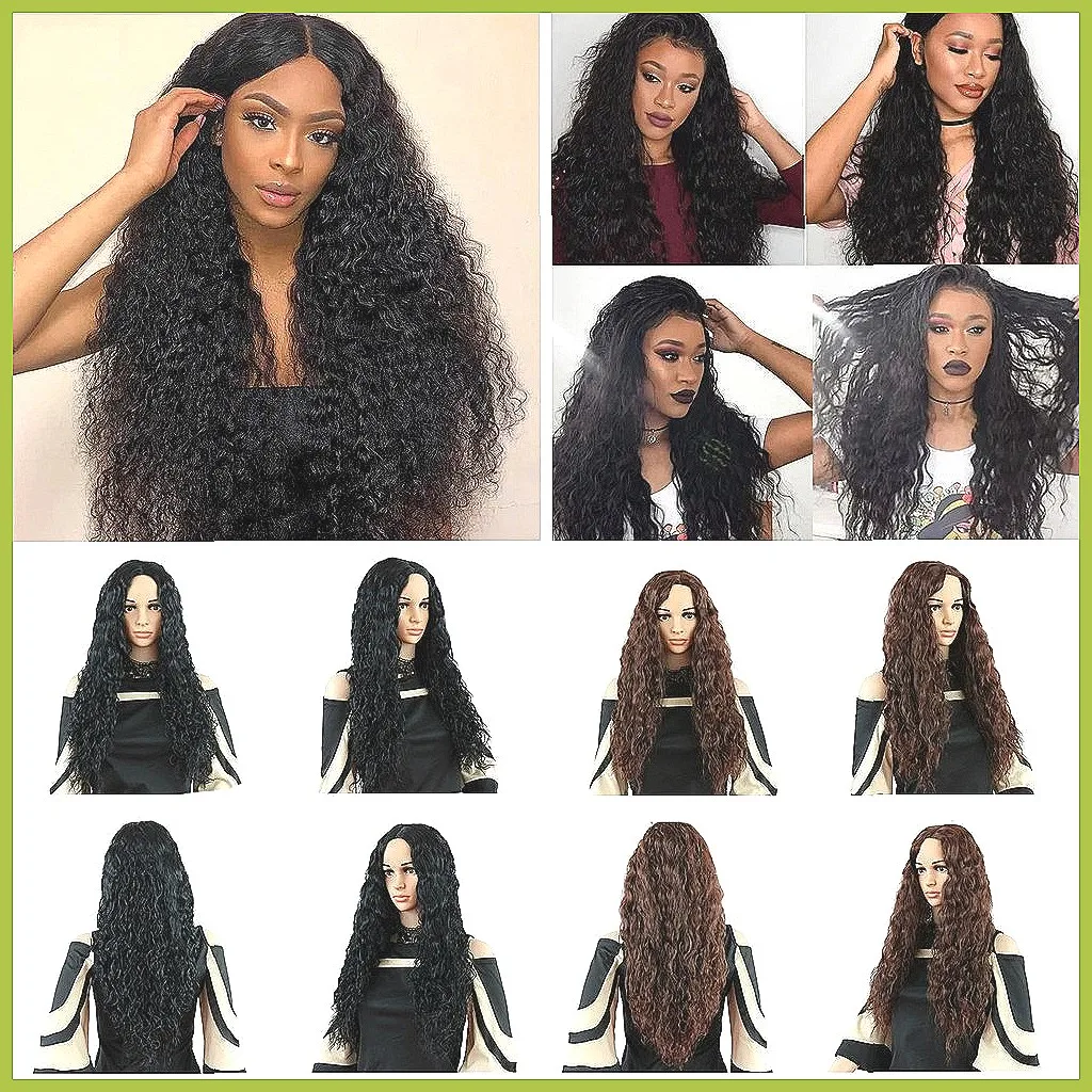 

Афро-парик для женщин, длинные черные волосы в стиле джамбо-косичек, синтетический парик с натуральной волной и кружевной передней частью для повседневного использования и косплея