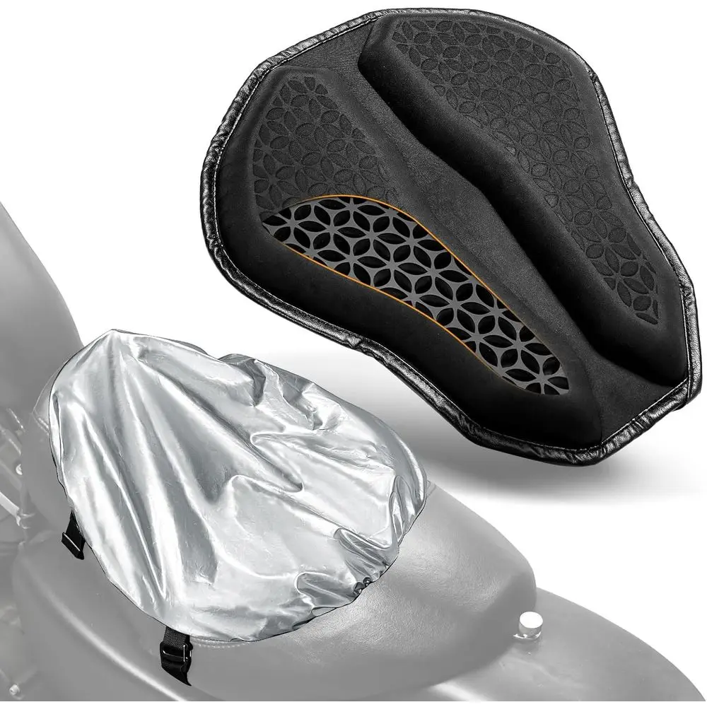 

Large Gel Motorcycle Seat Cushion with 3D-Mesh Cover for Enhanced Shock Absorption and Comfort on Long Rides