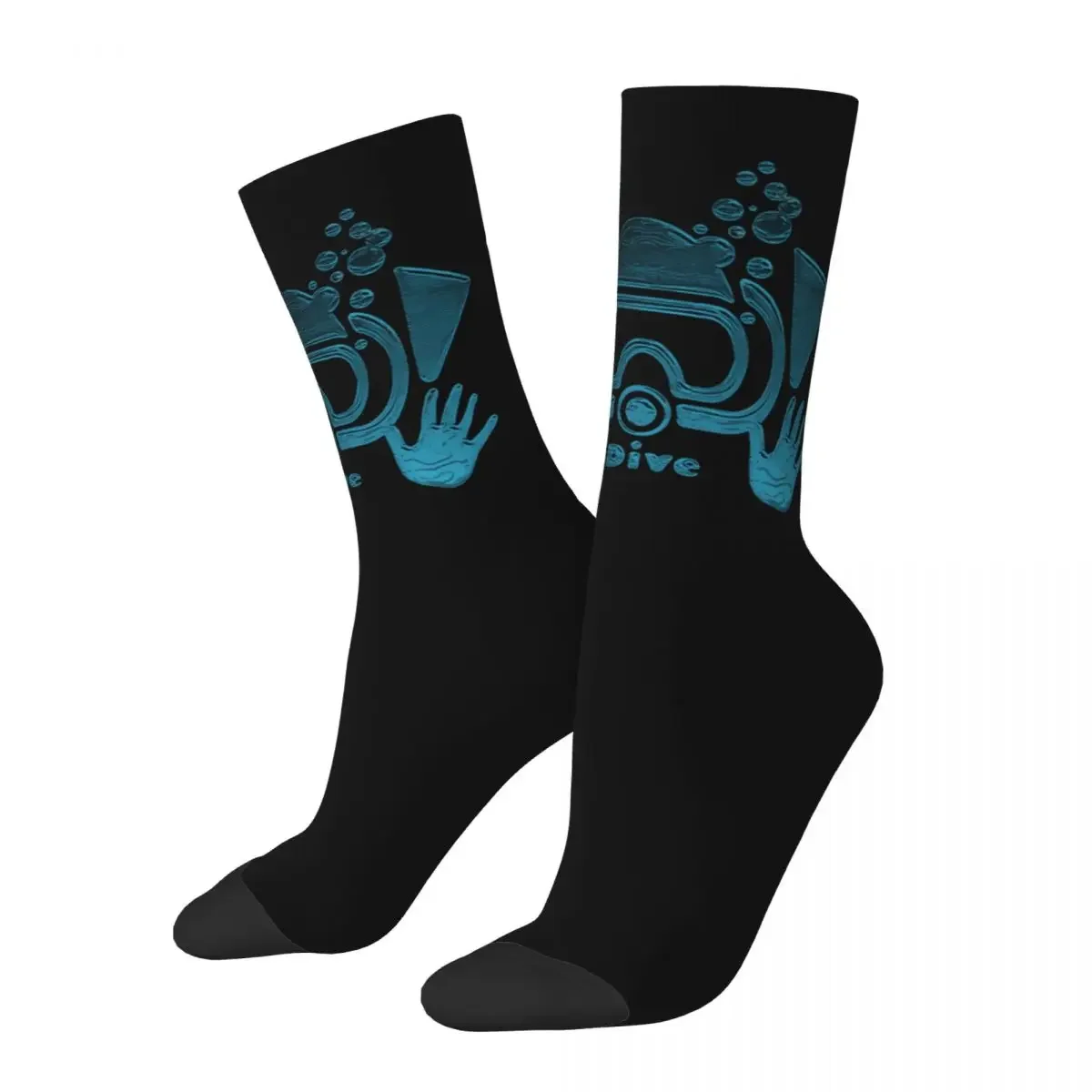 Autumn Winter Funny Men's Women's Scuba Dive IDive OK Socks Diver Sea Snorkeling Sports Diving Sweat Absorbing Skateboard Socks