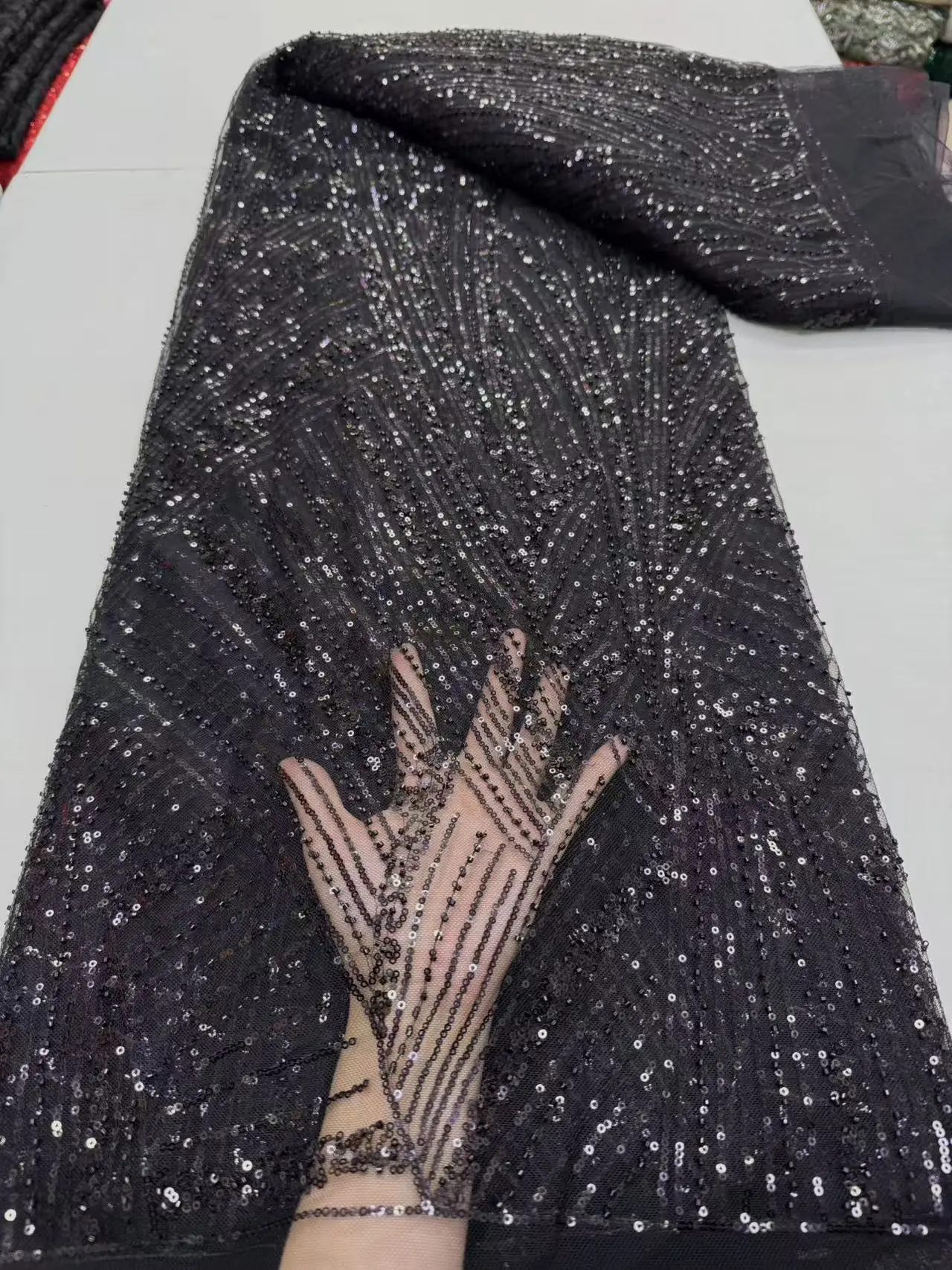 ใหม่ภาษาฝรั่งเศสคําSequins 2025 ผ้าชุดสําหรับงานปาร์ตี้เย็บปักถักร้อยลูกไม้คุณภาพสูงผ้าชุดแต่งงานJY
