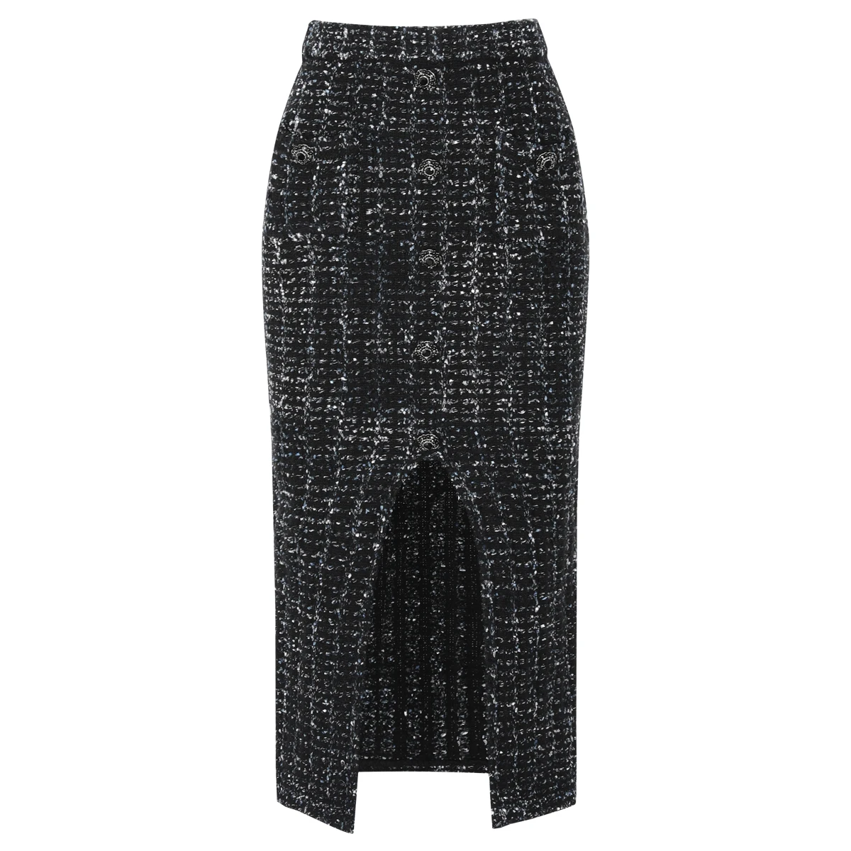 25311 High-Quality Spring And Autumn New Style Women's Fashionable Commuting Fashion Nail Bead Knitted Hip Hugging Split Skirt