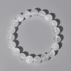 6/8/10MM Gypsum Stone Stretch Bracelet White Natural Selenite Gypsum Stone Bead Bracelet Healing Jewelry Gift For Women Girls