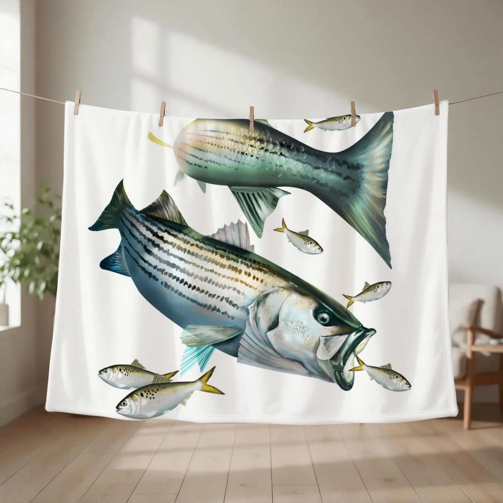 Striped Bass Chasing Menhaden Throw Blanket Loose christmas gifts Quilt Decorative Sofas Blankets
