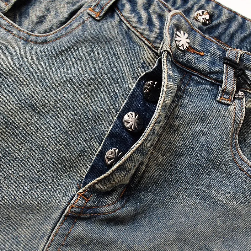 عبر الحدود الأكثر مبيعا LOSTSHDWS الجينز التطريز شعار عادية عالية الجودة سليم صالح السراويل المفقودة SHDWS سراويل جينز #5