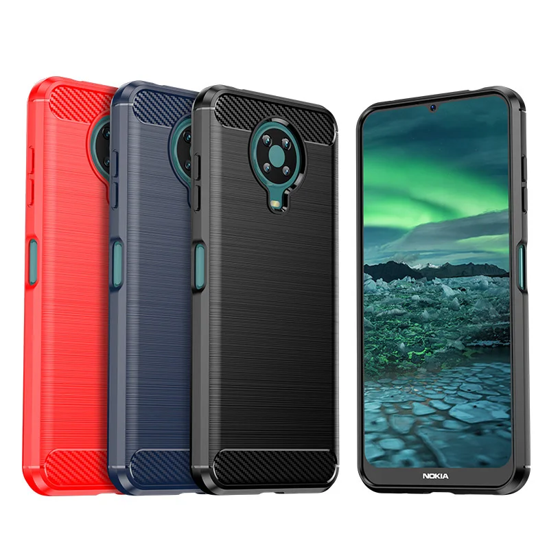 

Case for Nokia 6 6.1 Plus 6.2 6.3 6.4, Phone Cover for Nokia 6.1 6.2 6.3 6.4 TPU Brushed Pattern Soft Case Black Blue Red