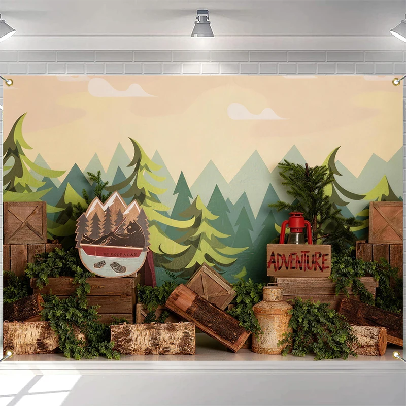 

LS Jungle Woodland Backdrops Kids Baby Cake Smash Photography Props Child Adult Photocall Decors Forest Camping Backgrounds