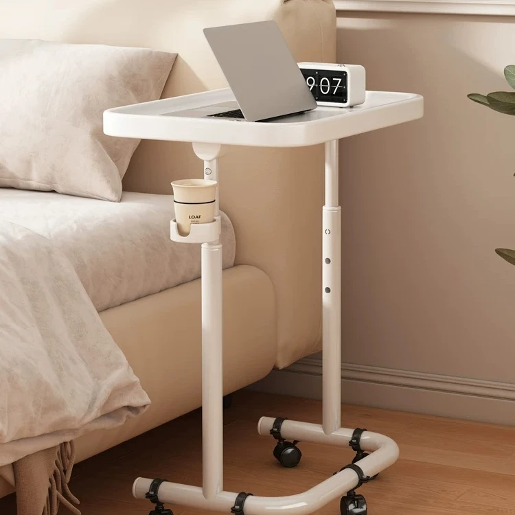 Mobile HeightAdjustable Folding Dining Table,Overbed Eating Desk for Elderly,Single Nursing Table for Hospital & Bedridden Users