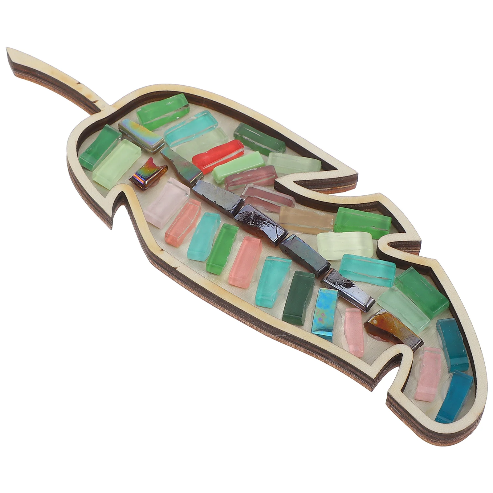 

DIY Mosaic Craft Kit Leaf Shaped Wooden Base Colorful Tiles for DIY Art Projects Craft Activities and Gifts Tile Art