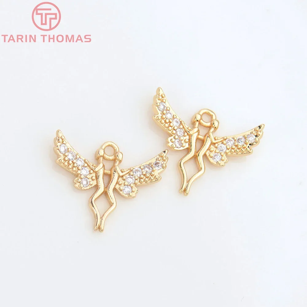 (4610)10PCS 14.5x18MM 24K Champagne Goud Kleur Messing Angel Charm Hangers DIY Sieraden Maken Bevindingen accessoires Groothandel