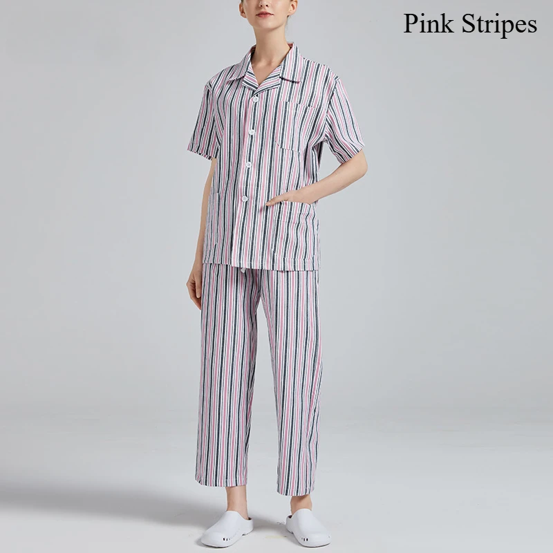 Comfortable Cotton Patient Clothes Men Women Hospital Gown Long/Short Sleeve Easy Nursing Care Shirt and pants