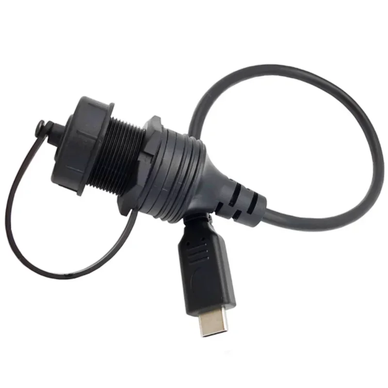 5Gbps Type-C to USB 3.0 female USB-C OTG waterproof AUX embedded panel mounting cable for car, ship, motorcycle dashboard