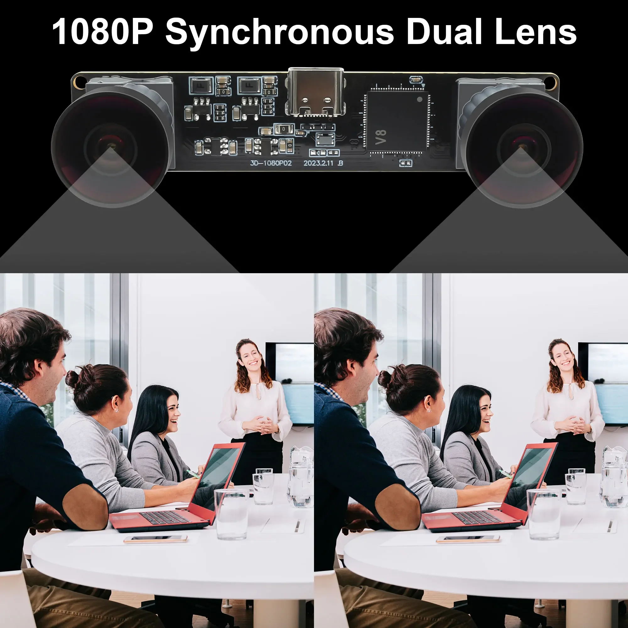 Best Seller ELP 4MP Stereo Synchronous Dual Fisheye Lens Wide Angle 3840x1080P 60fps High Speed USB Camera Module For 3D VR