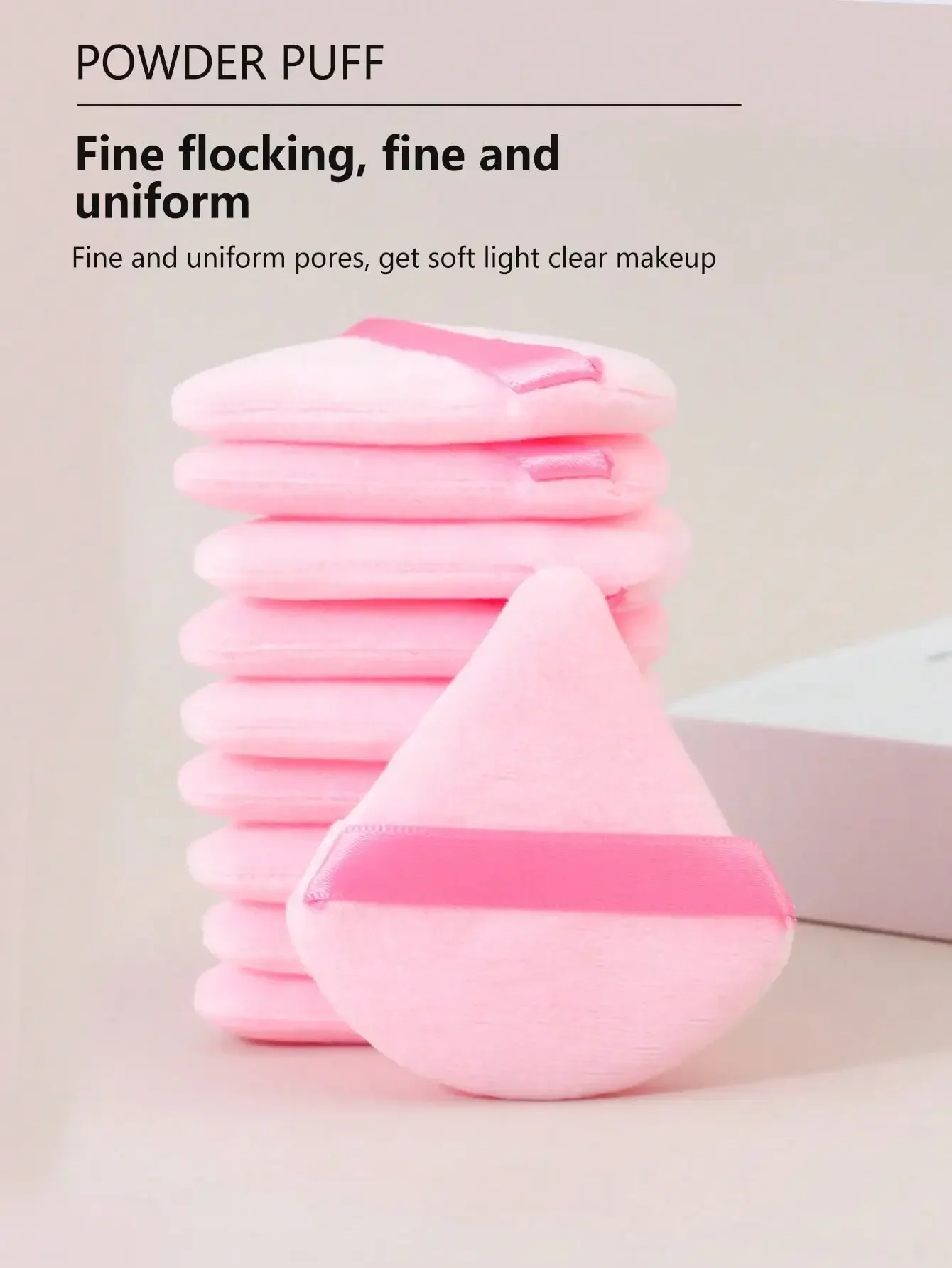 10 Stück dreieckige Samt-Puderquaste, Pizza-Form, Mini-Gesichts-Make-up-Schwamm, Kosmetik, waschbar, leichtes Make-up-Werkzeug – Detail 3