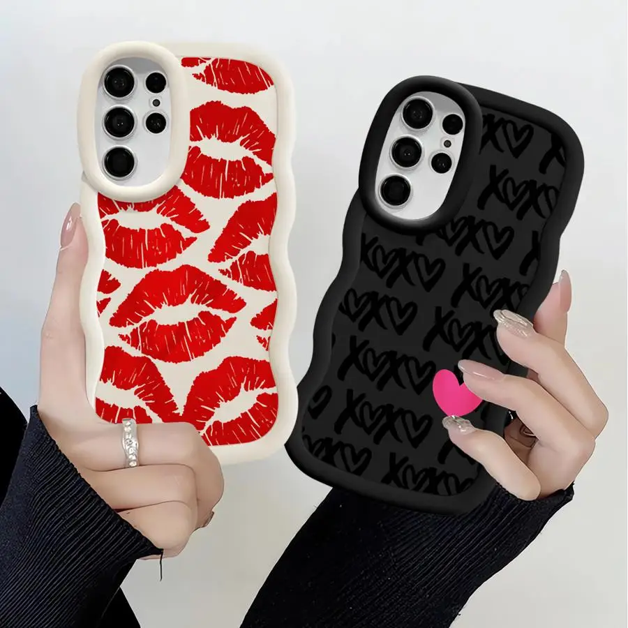 Gothic Style Lip Case for Samsung Galaxy S25 S24 Ultra S23 S22 Plus S21 FE S20 S25Ultra Soft Phone Funda