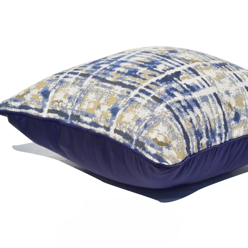 Blue Pillows Abstract Geometric Cushion Modern White Blue Square Decorative Pillow Cover For Sofa Chair Home Decorations