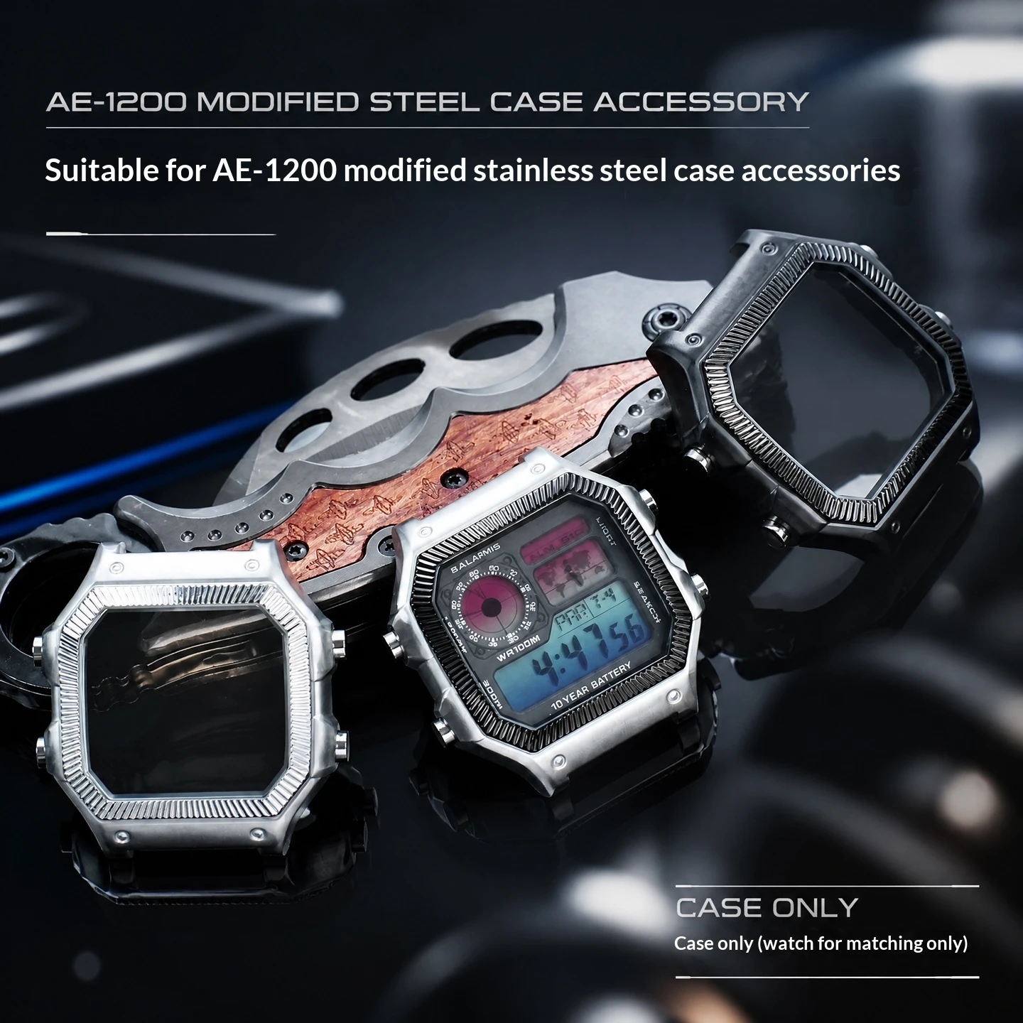 For Casio AE‑1200WH AE1300 WS‑1600H Stainless Steel Mod Case Upgrade Metal Watch Shell DIY Modified Replacement Watch Parts Men