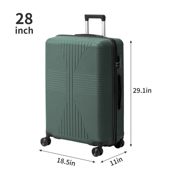 

28 Inch Dark Green Hard Shell Luggage Single Wheel Lightweight Large Capacity Travel Suitcase for Business Trip