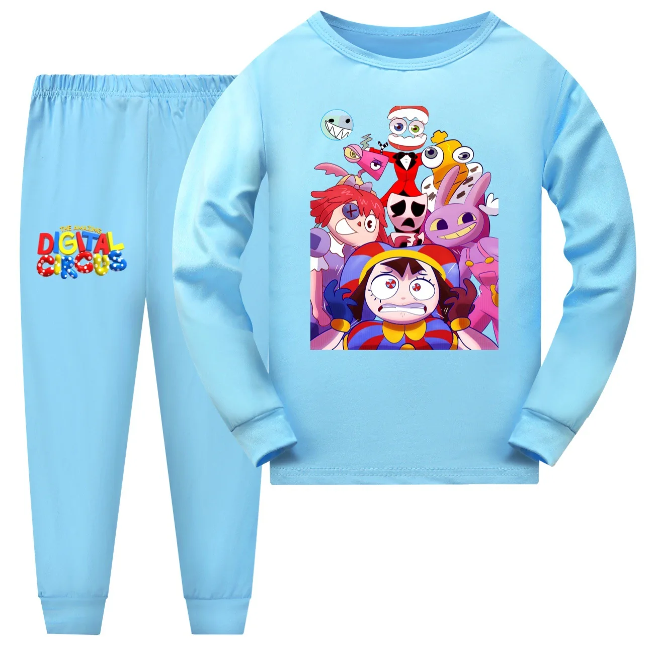 Ropa de dormir de dibujos animados para niños y niñas, Conjunto de pijama de manga larga, con estampado de Circo Digital