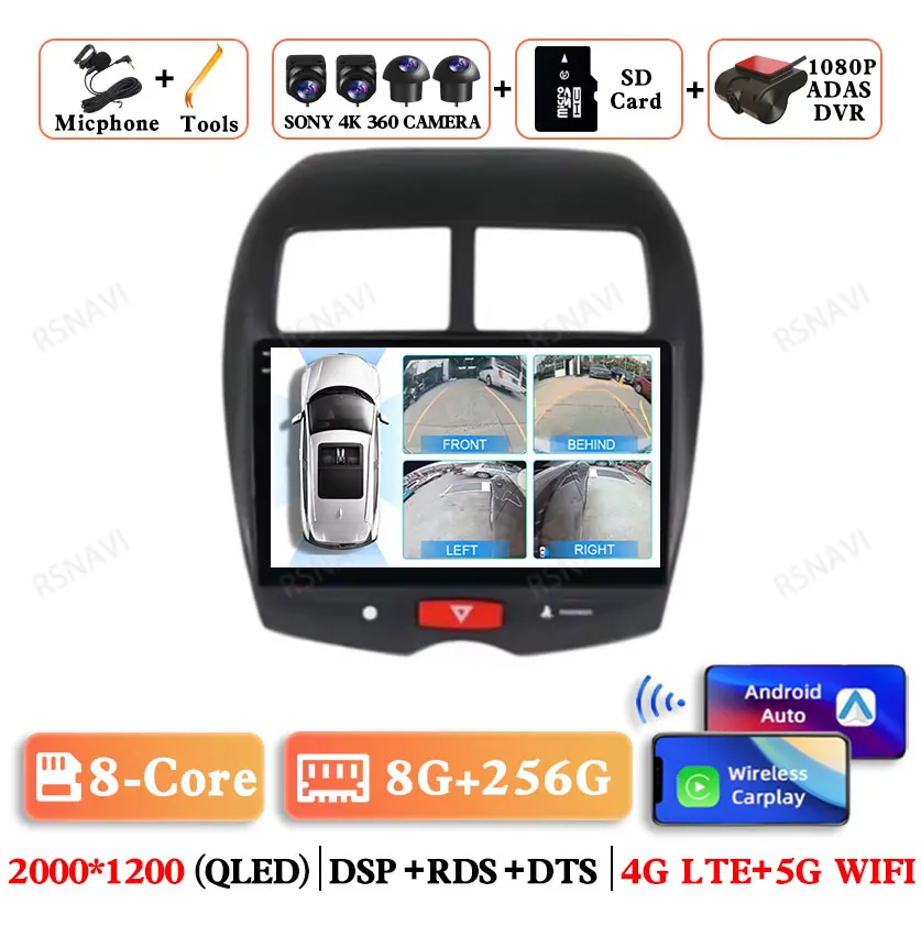 Android 15 Voor Mitsubishi ASX 1 2010 2011 2012-2016 Navigatie Autoradio BT DSP Viedo Speler 5G WIFI Head Unit Stereo Multimedia