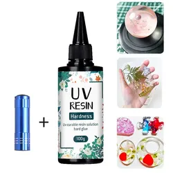 UV Resin 100g With UV Light Crystal Clear Hard Type UV Glue Ultraviolet Curing High Hardness Epoxy Resin for DIY Jewelry Making