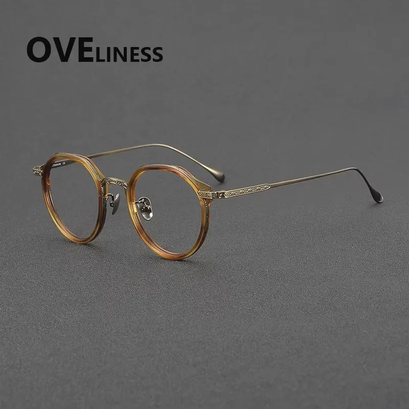 

Fashion Glasses frame men Vintage Round pure Titanium Eyewear Ultra Light Prescription Eyeglasses Frames Women