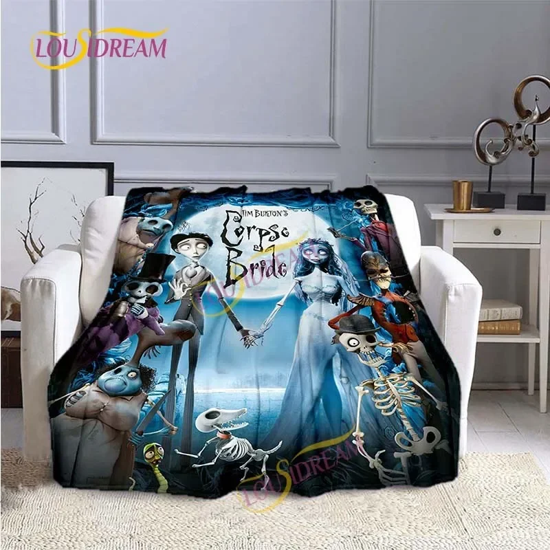 فيلم الرسوم المتحركة تيم بيرتون جثة العروس الحب بطانية المفرش منقوشة السجاد المفرش أريكة المنزل بطانية دافئة بطانية أطفال #5