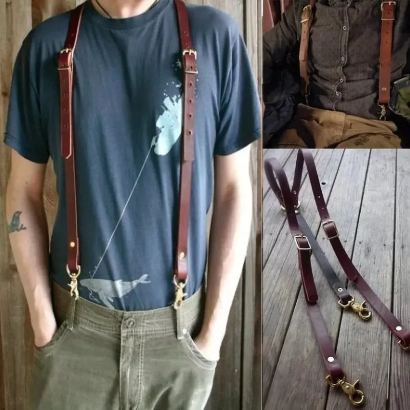 Medieval Renaissance Men Suspender Vintage Braces Gothic Punk Trousers Jeans Strap Hanger Harness Belt Cosplay Costume Accessory