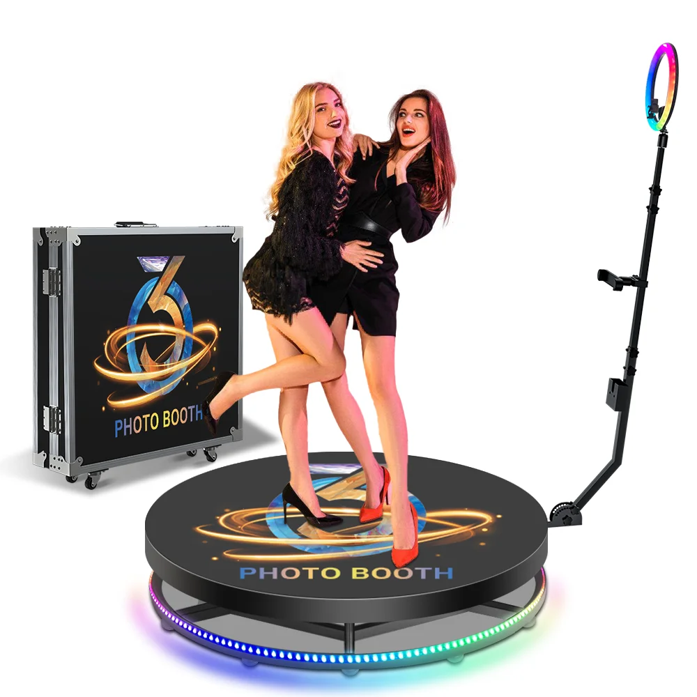 

Automatic 360 Photo Booth Rotating Machine for Picture Spinner Portable Rental 360 Video Booth 60-115cm for Party Wedding Event