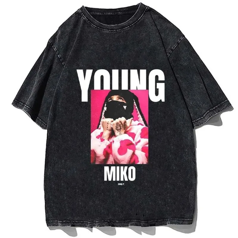 Young Miko Rap Shirt Vintage Cotton 90s Style Y2K Tshirt Men Casual Oversized Harajuku Summer Short Sleeve Unisex Cotton Tees