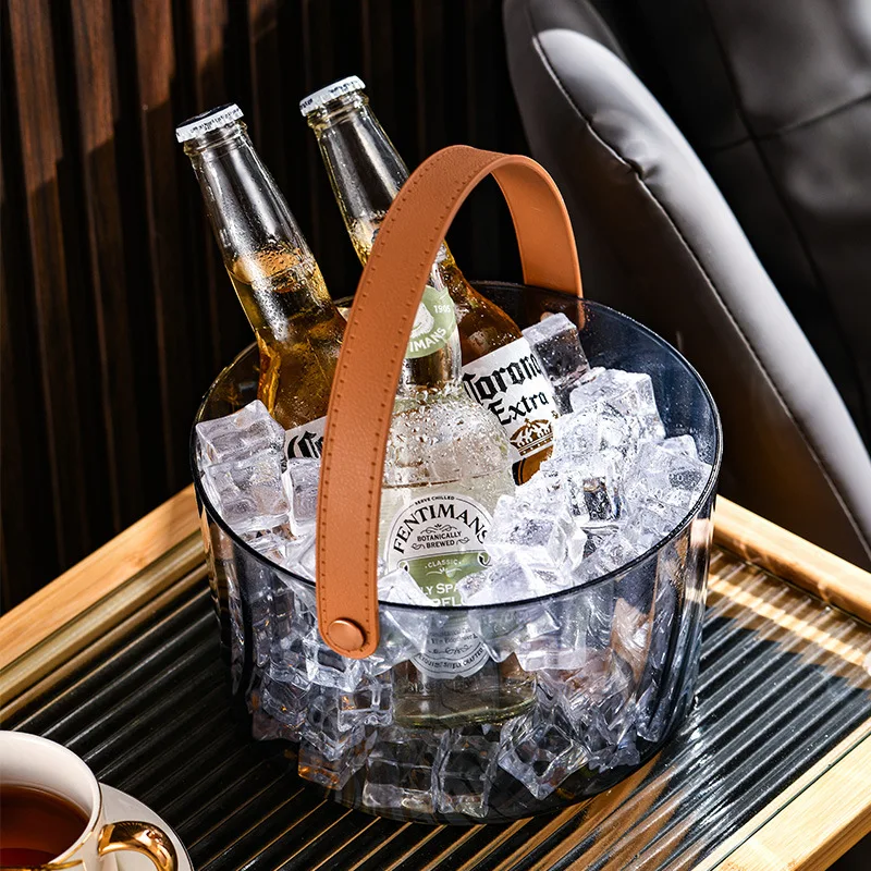 Bar Ice Bucket Portable Uncovered Beverage Beer Bucket Transparent Storage Bucket Refrigerated Ice Storage Bucket