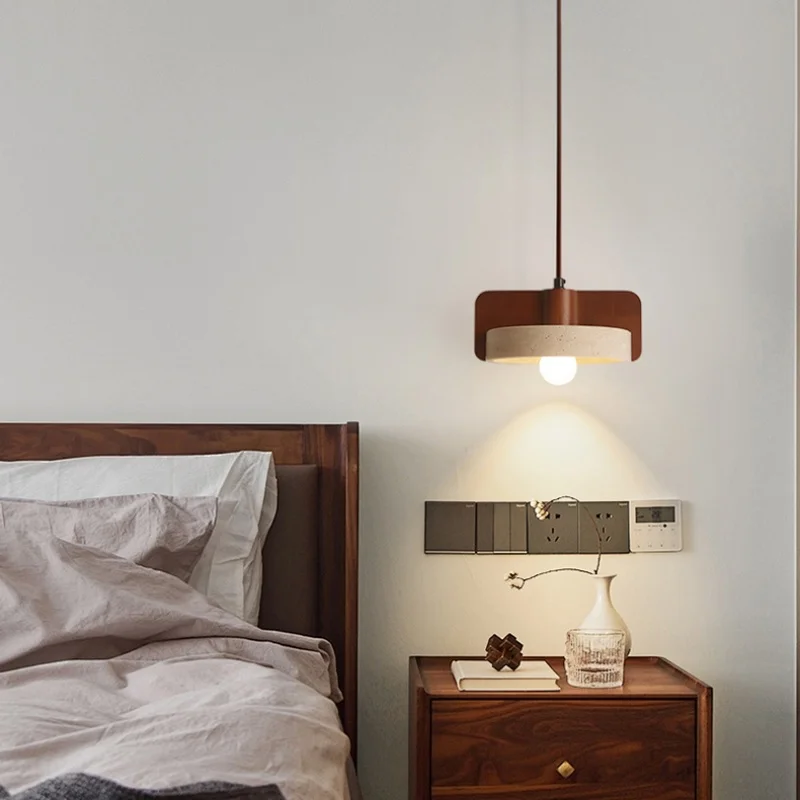 

Modern stone and wood chandelier, an excellent choice for rooms, bedrooms, studies and corridors, is a high-end decorative light