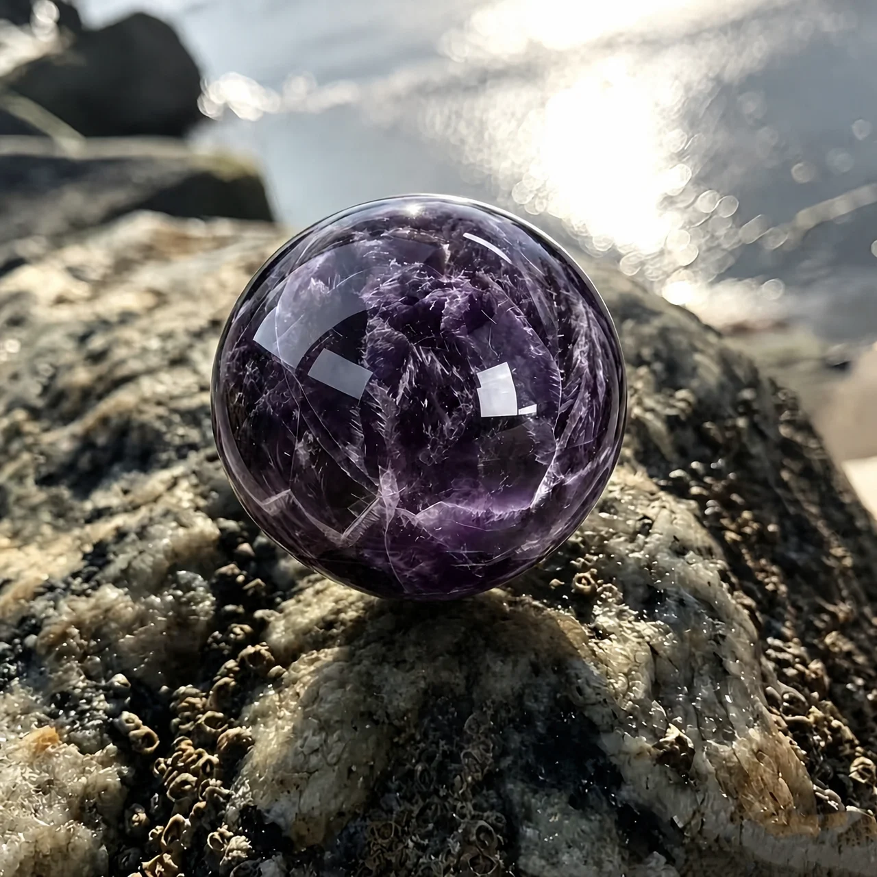 6cm Natural Amethyst Sphere Polished Purple Crystal Ball Natural Chevron Pattern Reiki Chakra Energy Stone for Meditation Witchcraft Spiritual Home Ornament Crystal Lover Gift