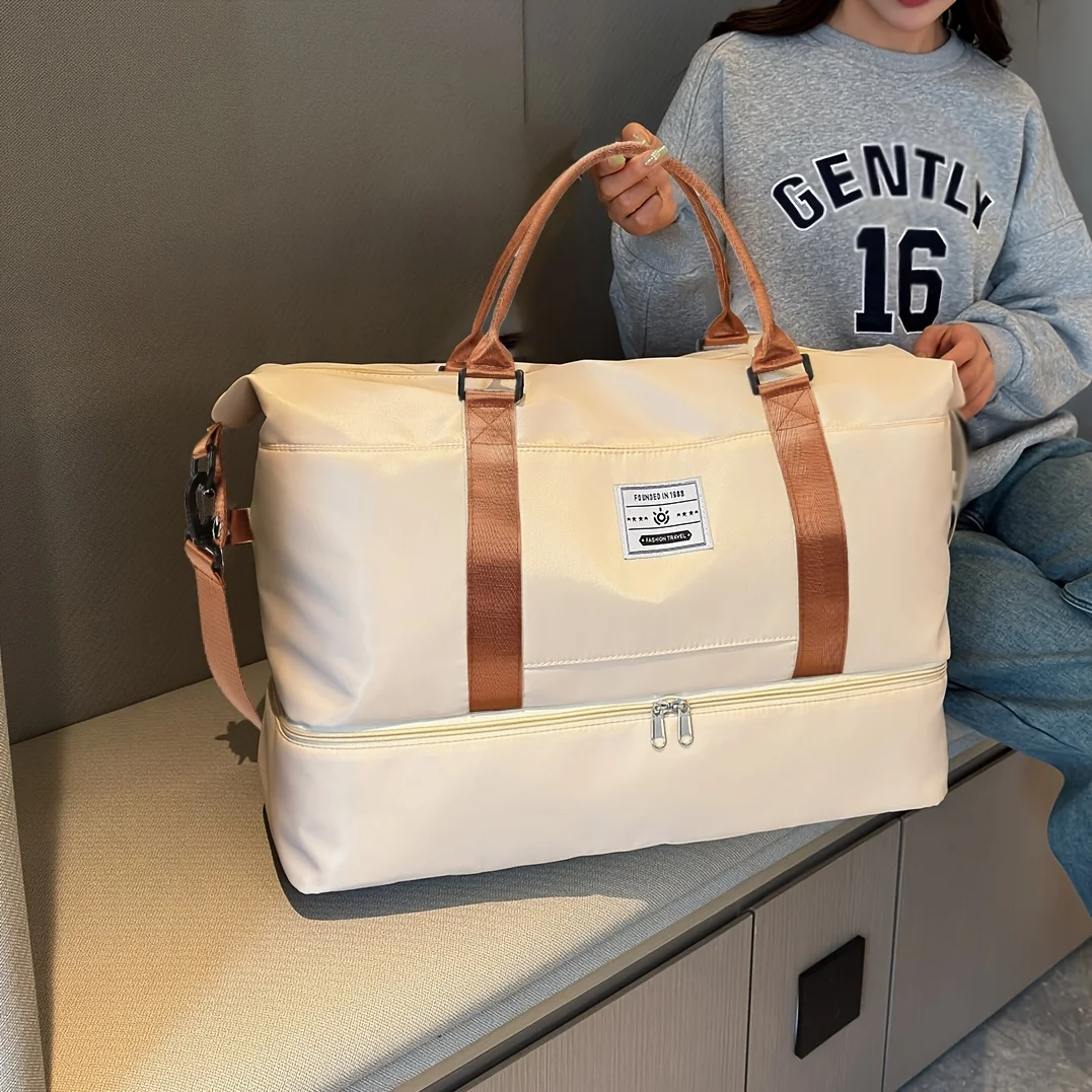 

Weekend Travel Gym Bag with Wet/Dry Separation Pocket, Large Capacity Multi-Functional Independent Shoe Compartment Strap