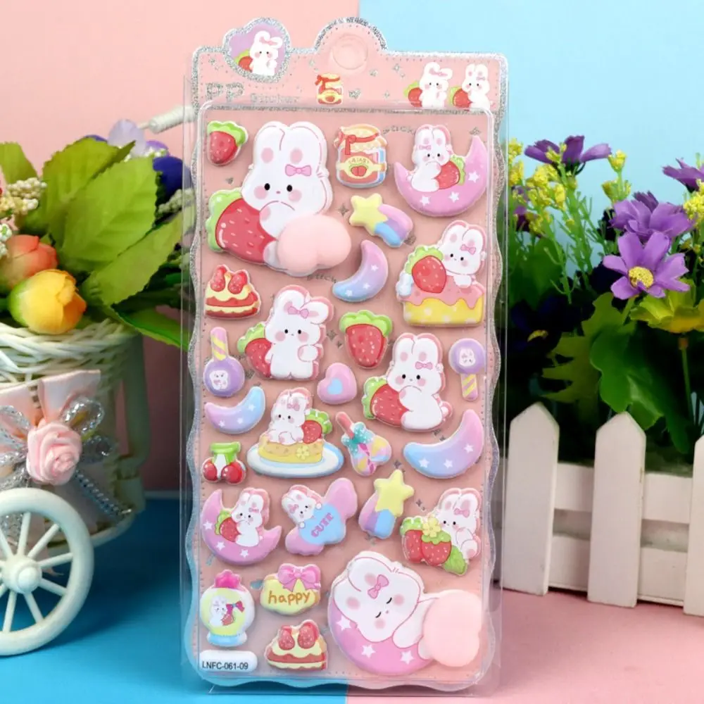 لطيف أرنب 3D منتفخ ملصق كابيبارا الكولاج صنع الكرتون ملصق DIY ديكور الإغاثة ملصق مجلة DIY #3