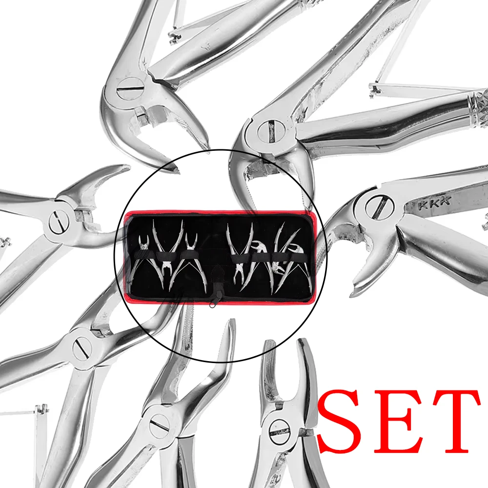 Kids Dental Extraction Forceps 7 Piece Set Stainless Steel Precision Tools for Pediatric Orthodontic Lab